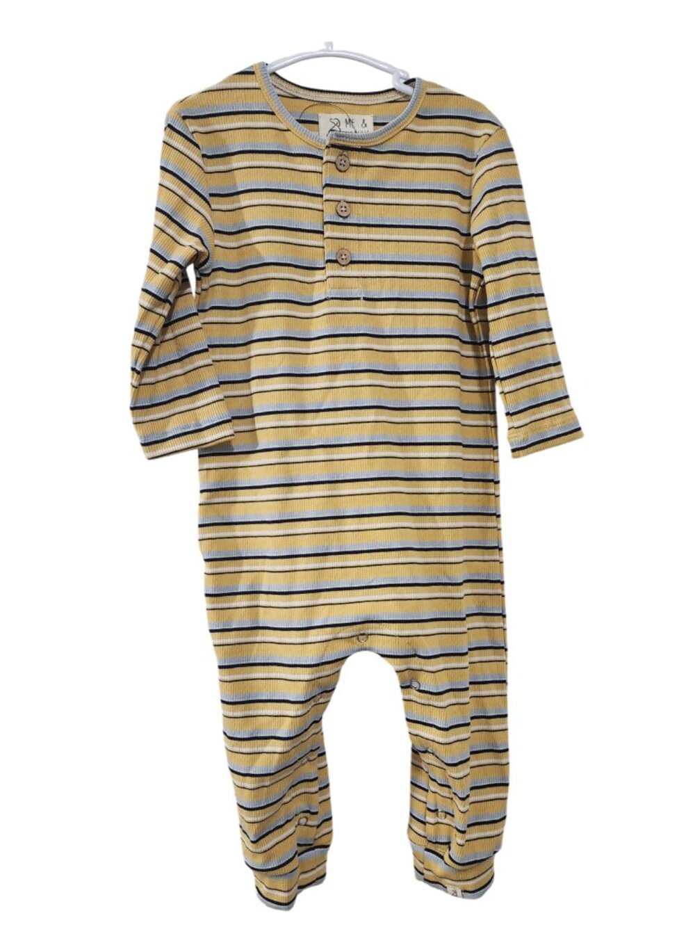 NWT - ME & HENRY Multi-color Stripe Long Sleeve Ribbed Henley Romper size 12/18M